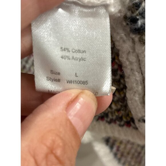 Woven Heart Aztec Cardigan Womens Sweater cotton multicolor siz large open front - Picture 5 of 8